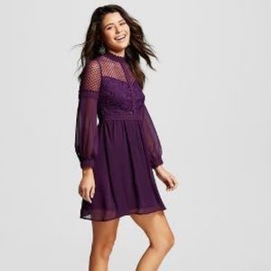 Royal Purple lace dress with long sleeves 👗